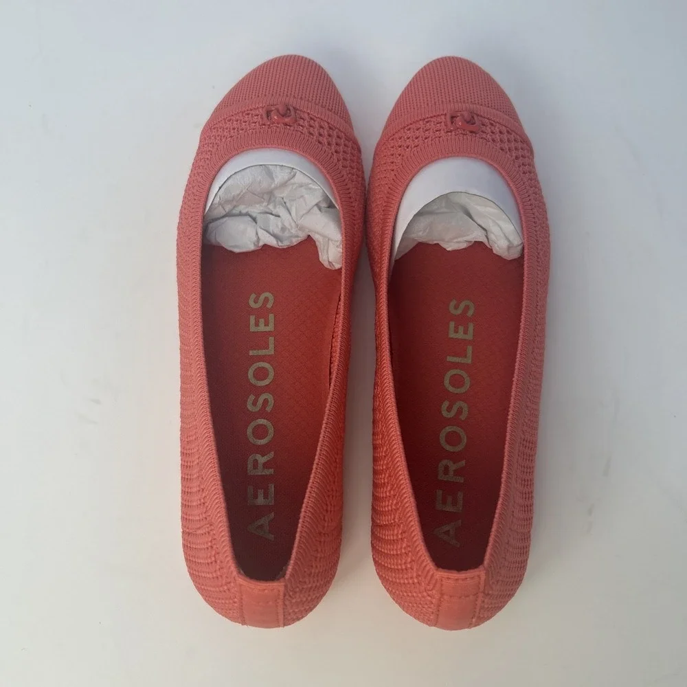 Aerosoles Annelie Women's Ballet Flats Coral‎ Knit Round Toe Comfort Size 6
